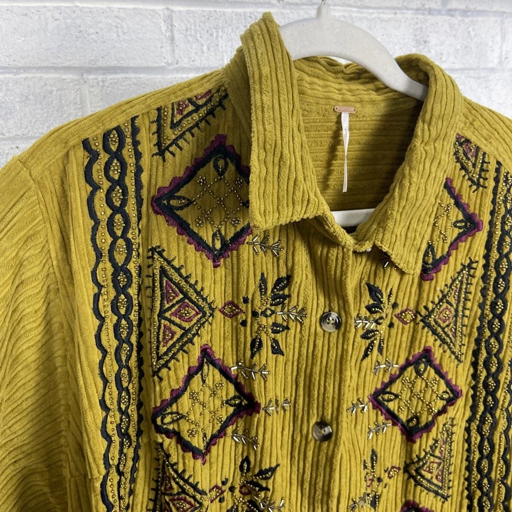 Free People Mustard Embroidered Jumpsuit - Picture 3 of 13